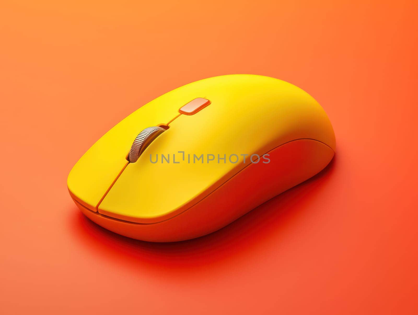 Modern Office Equipment: Minimalistic Wireless Computer Mouse in Gray, with Blue Optical Button and Scroll Wheel, on White Background by Vichizh