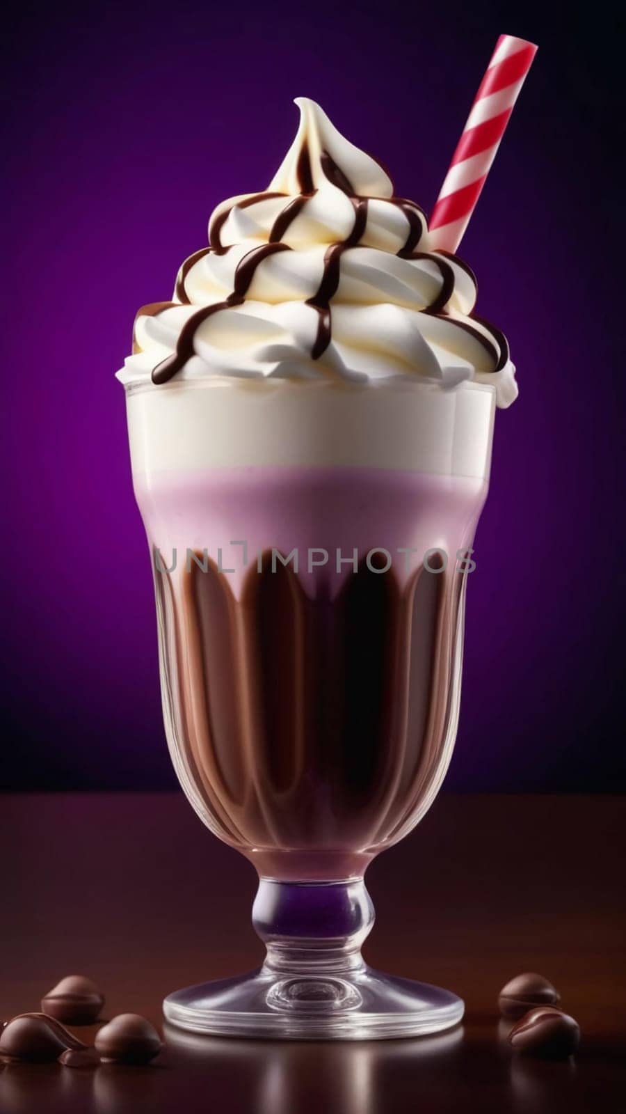 Chocolate milkshake on a purple background