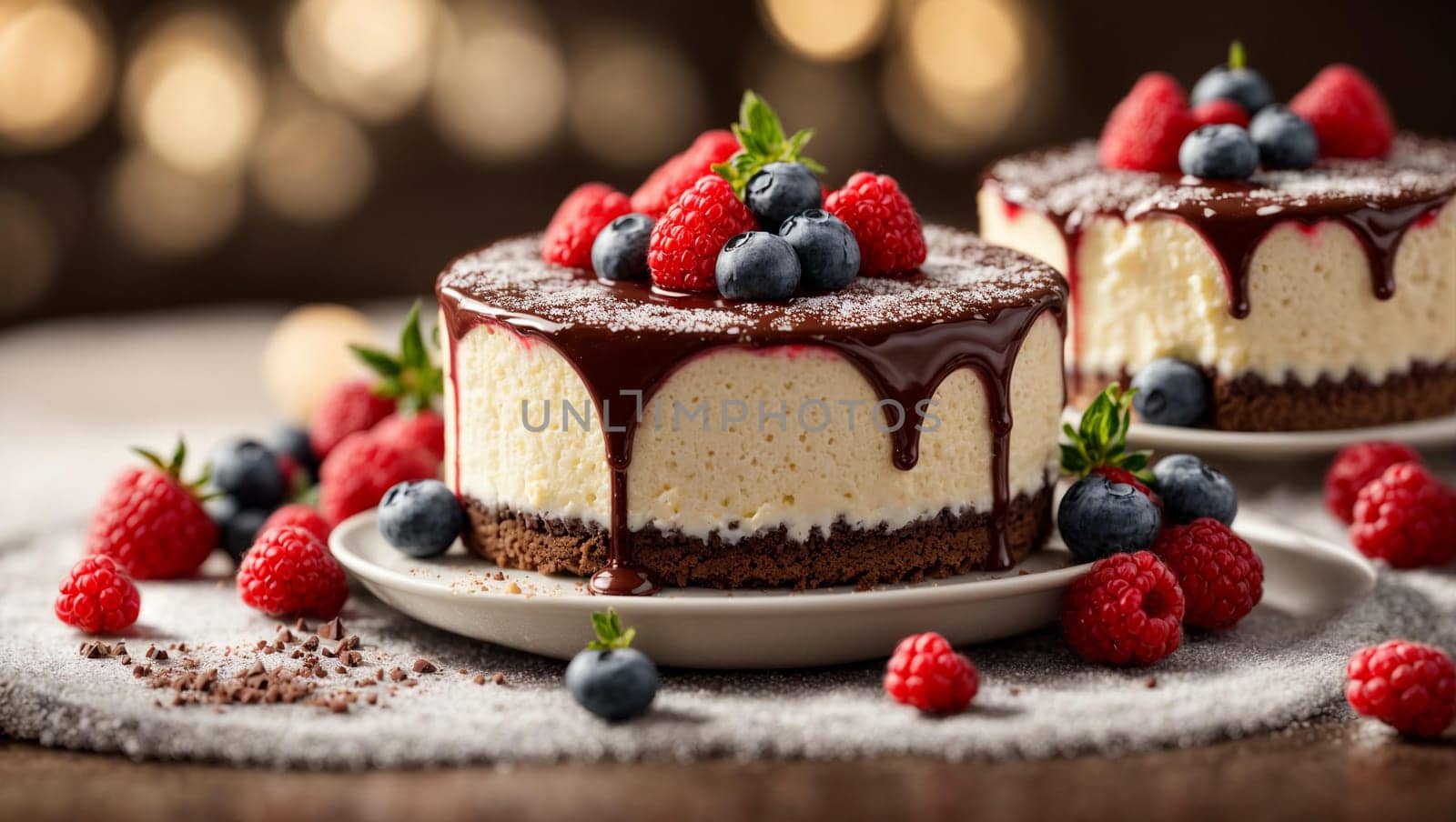 chocolate cheesecakes with cream sauce and berry filling by Севостьянов