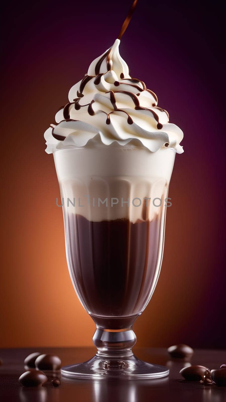 One chocolate shake on a brown background