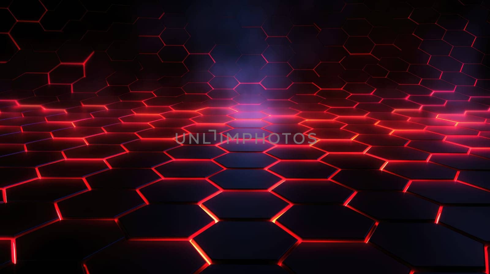 Abstract dark hexagon red neon background technology style. Modern futuristic honeycomb concept AI