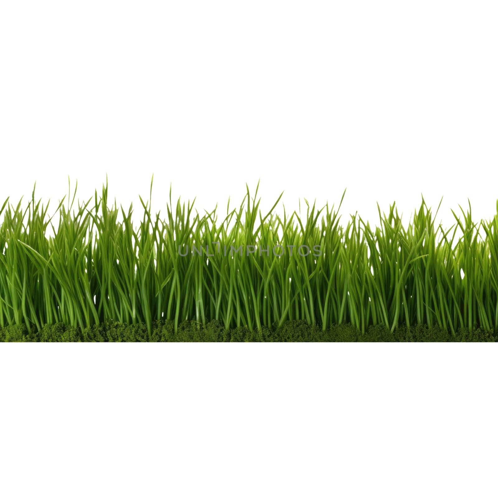 Isolated green grass on a white background AI
