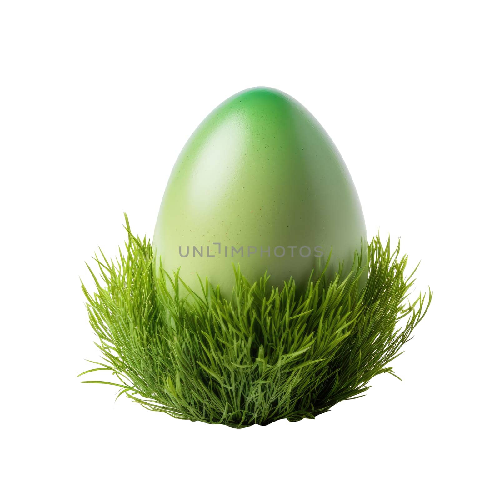 Green easter egg in grass isolated on a white background. by natali_brill