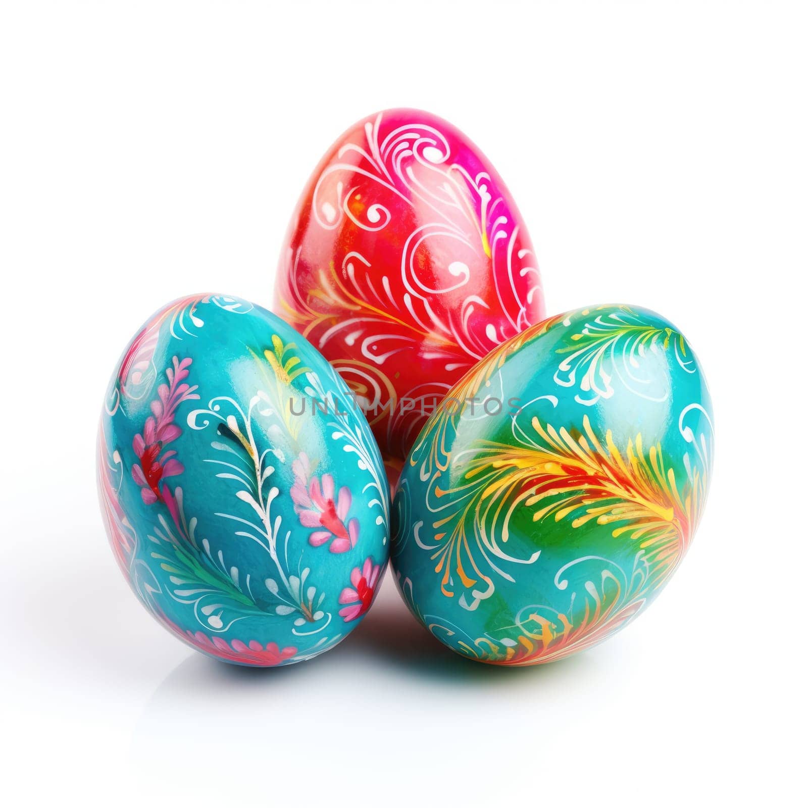 Easter eggs isolated on a white background. AI