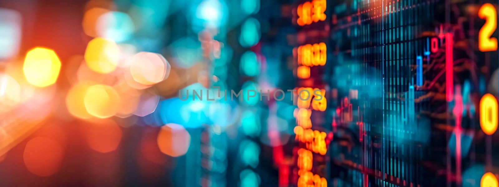 Abstract concept of digital data and cryptocurrency with a bokeh effect. by Edophoto
