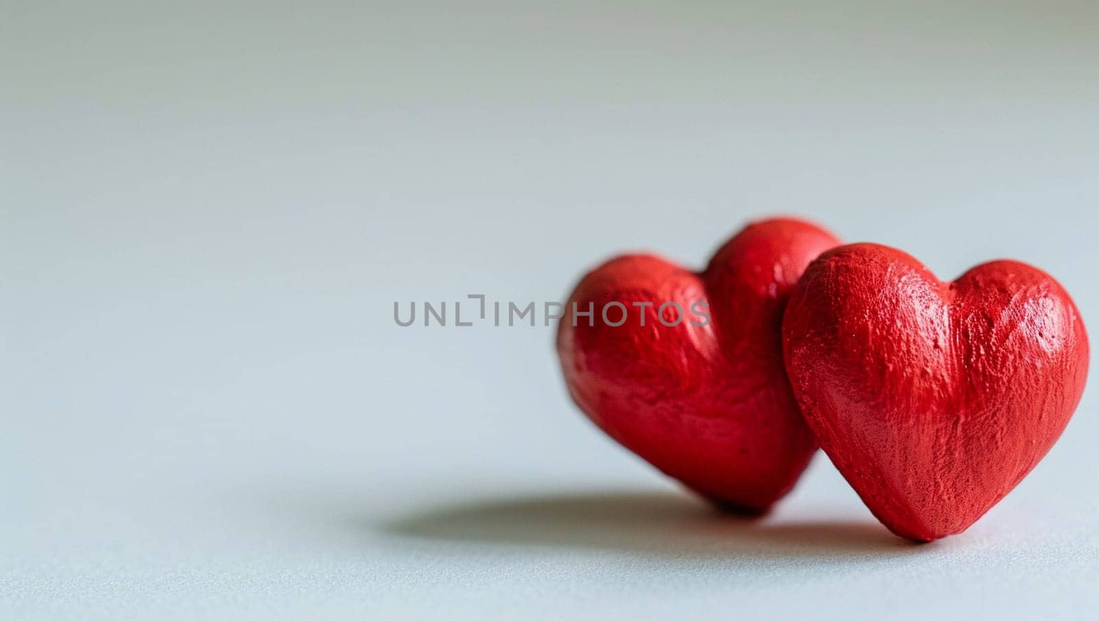 Red hearts on a wooden-stone white background. A realistic element that denotes love, health, care for yourself and loved ones. Valentine's Day. by Sneznyj