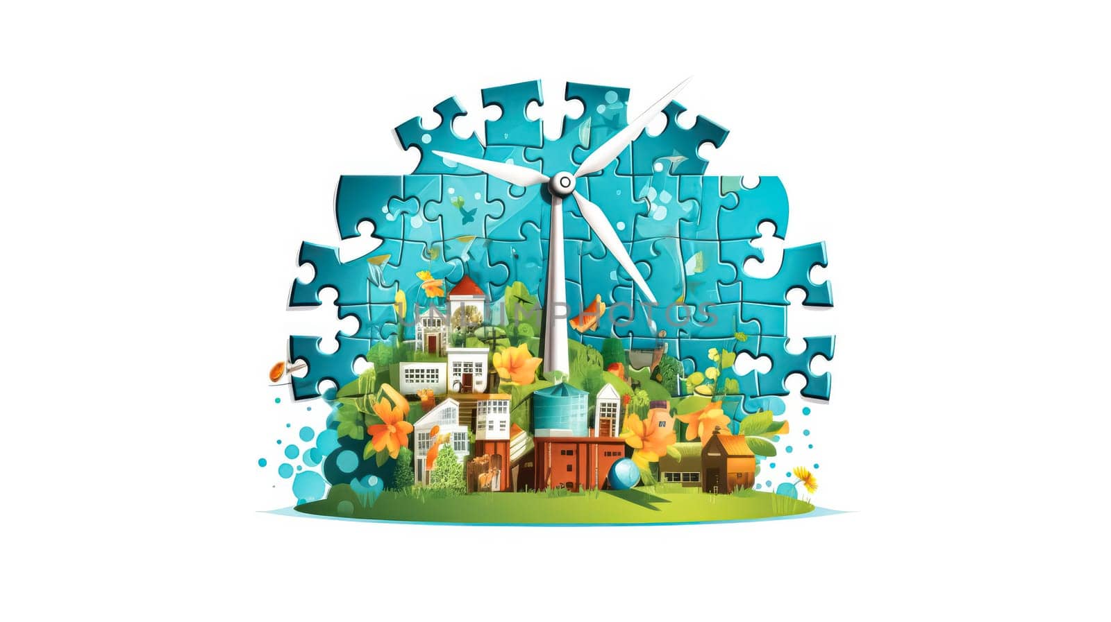 World Environment Day puzzle banner. Protect nature and ecology. Earth Day. Globe with elements of ecology. Graphic, web design, marketing, print materials. Ecology concept.