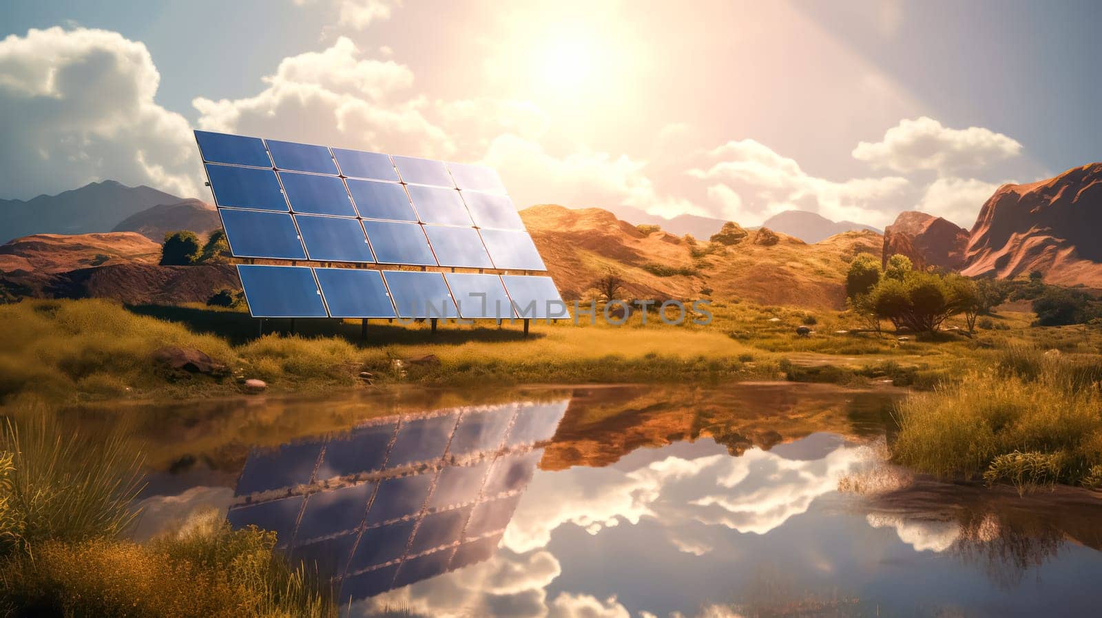 Close up of solar cell farm power plant eco technology by Alla_Morozova93