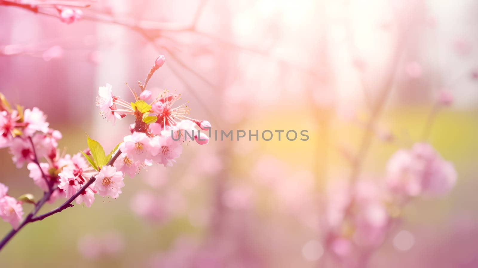 Exquisite pink peach blossoms flourishing in a vibrant garden by Alla_Morozova93