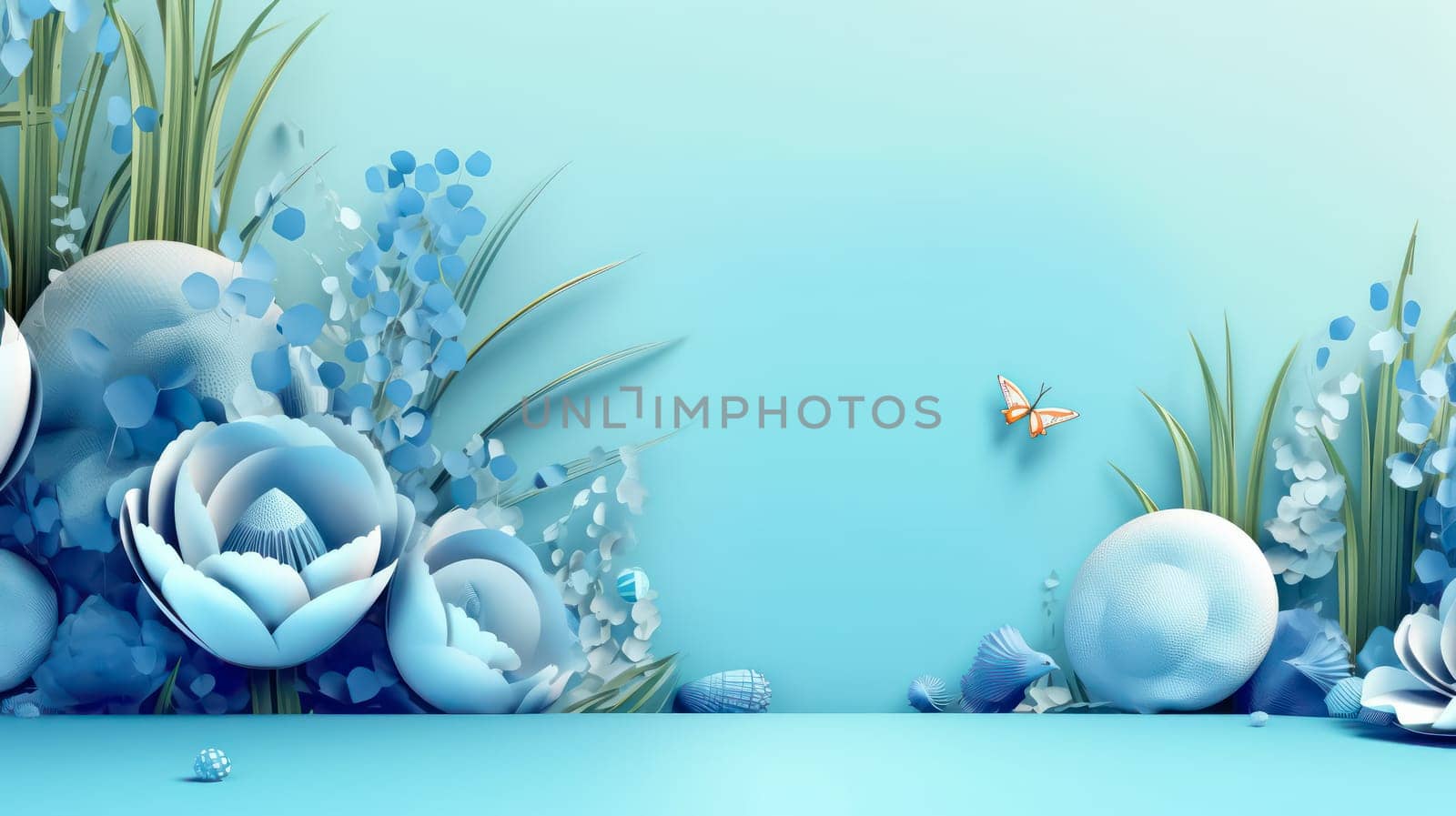 Celebrate Easter with this vibrant background adorned with colorful flowers, creating a festive and cheerful atmosphere. Ample space for adding your personalized text.