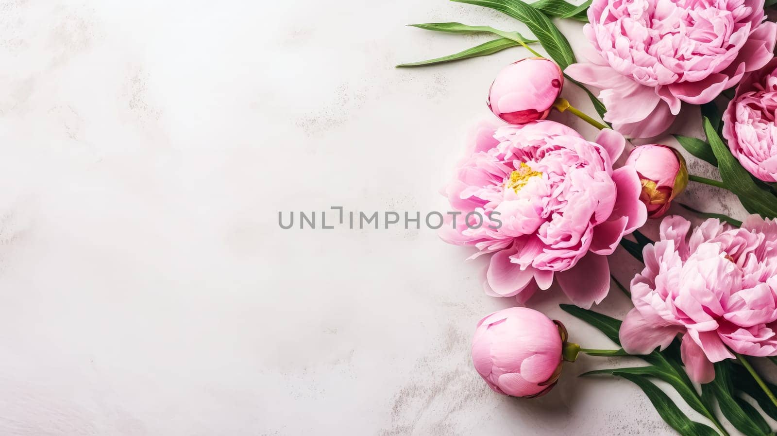Elegant pink peonies gracefully isolated on a chic gray background, providing a visually stunning composition with ample copy space.