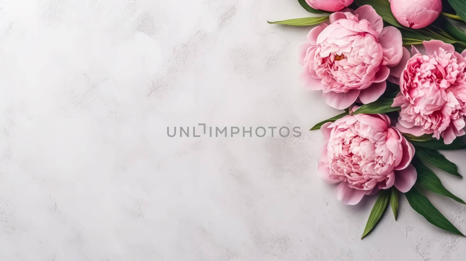 Elegant pink peonies gracefully isolated on a chic gray background by Alla_Morozova93