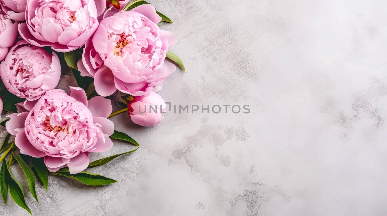 Elegant pink peonies gracefully isolated on a chic gray background by Alla_Morozova93