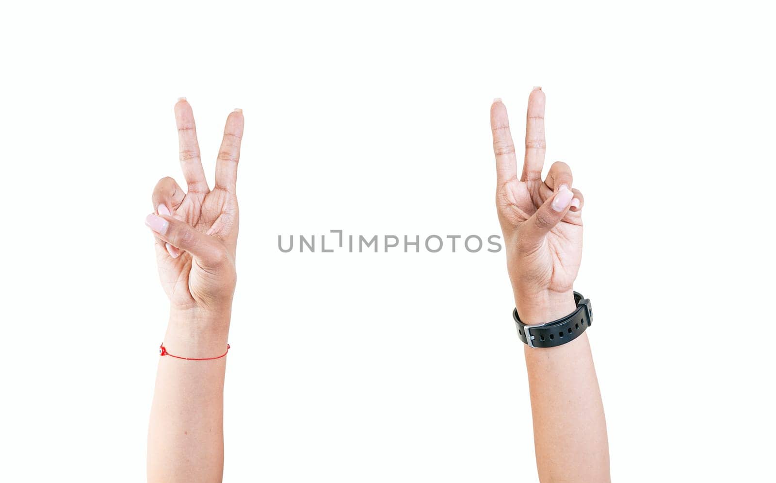 Hands counting number two. Woman hands showing number two isolated, Fingers counting number two by isaiphoto