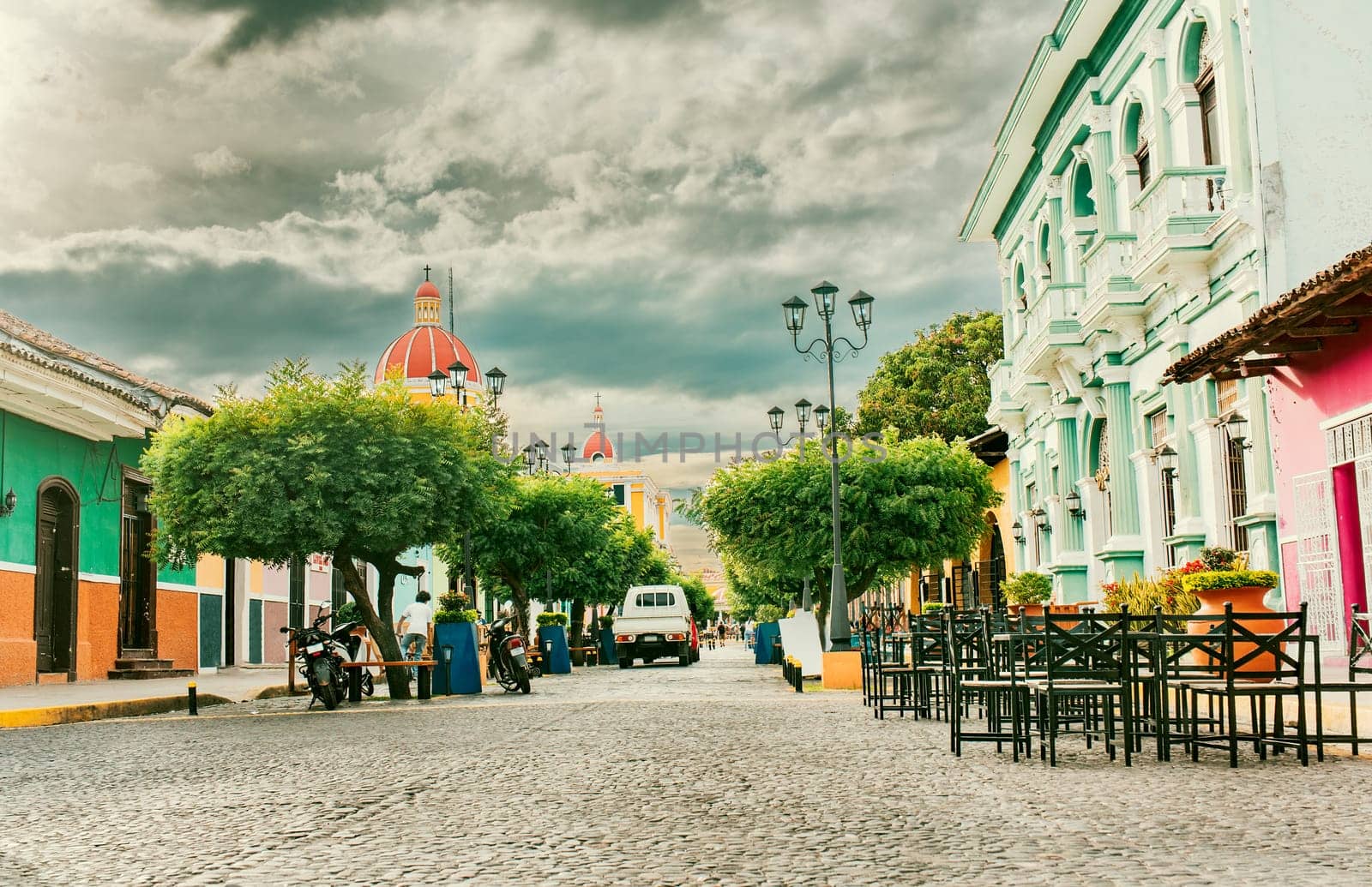 La Calzada Street, Granada, Nicaragua. Tourist street La Calzada, Granada Nicaragua by isaiphoto