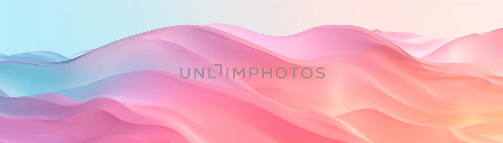 Abstract gradient background with waves in pastel colors. Winter, spring theme. Peaceful, versatile backdrop for any creative project or design. Pink, blue, soft hues. Panoramic banner. Generative AI. by creativebird