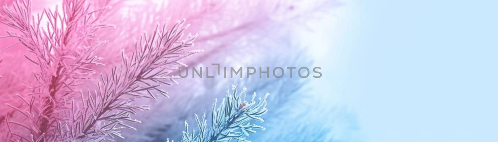 Abstract gradient background with snowy trees, pastel colors. Winter, snow theme. Peaceful and versatile backdrop for any creative project or design. Pink, blue, soft hues. Generative AI