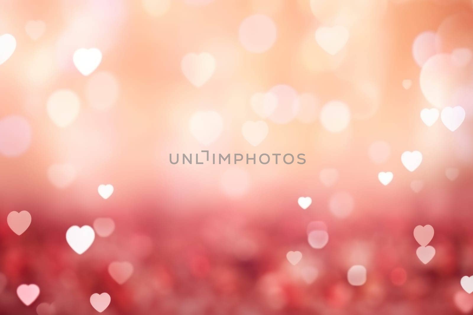 Valentine day background wallpaper. valentines day hearts decoration bokeh light blurry background. Generative AI.