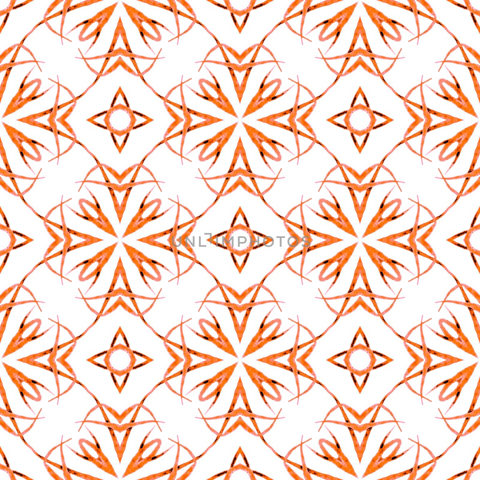 Hand drawn tropical seamless border. Orange neat boho chic summer design. Textile ready modern print, swimwear fabric, wallpaper, wrapping. Tropical seamless pattern.