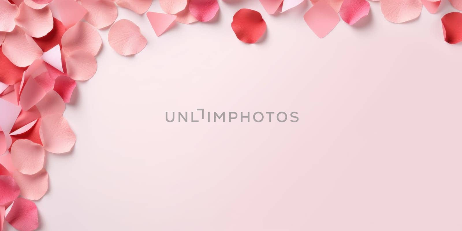 Valentine's Day background. pastel color background. Valentines day concept. Flat lay, top view, copy space. Generative ai.
