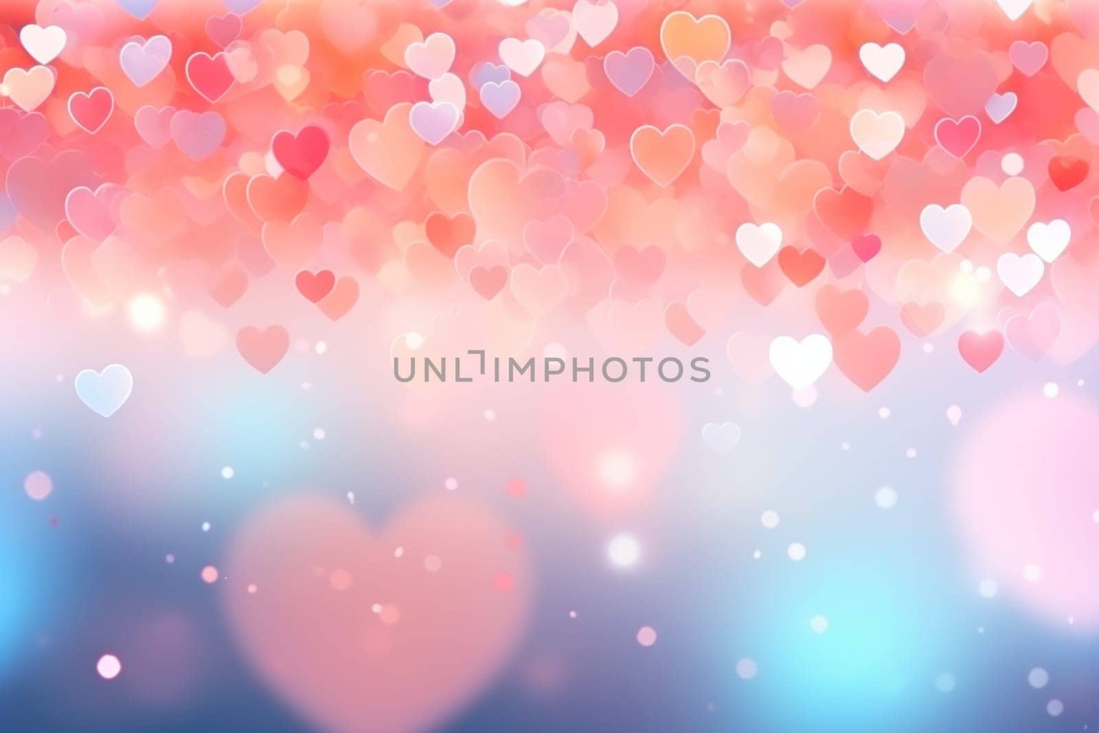 Valentine day background wallpaper. valentines day hearts decoration bokeh light blurry background. Generative AI.