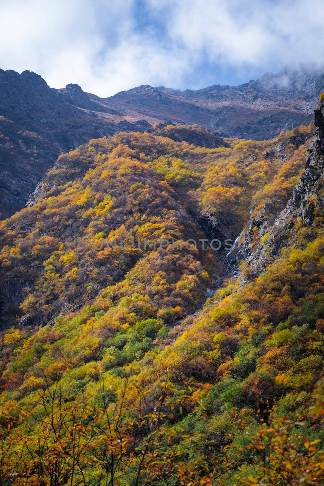 The picturesque autumn colors of the Ural Mountains create an amazing landscape