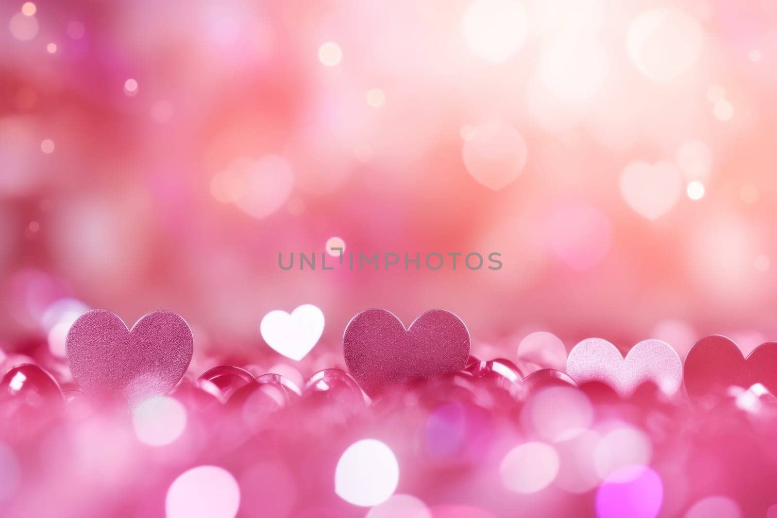 Valentine day background wallpaper. valentines day hearts decoration bokeh light blurry background. Generative AI by nateemee