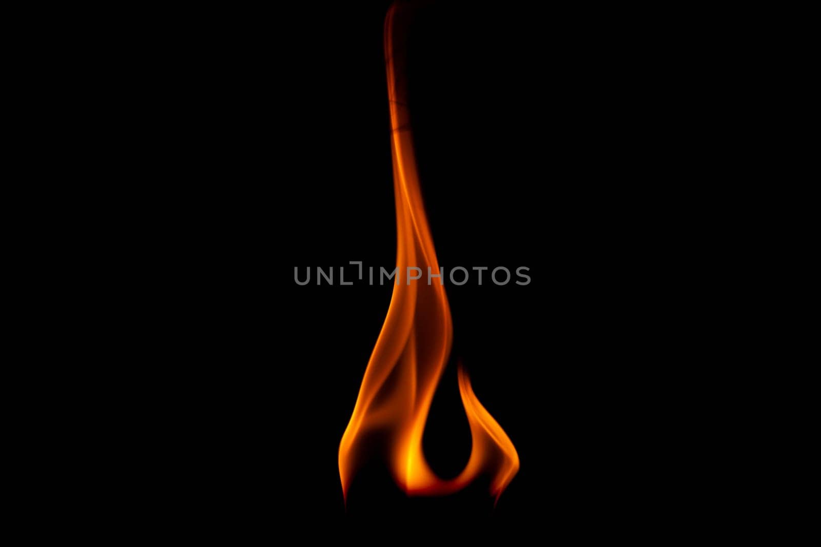 Hot flames on a black background. Beautiful flame of fire in the dark. Abstract of burning flames and smoke. by TEERASAK