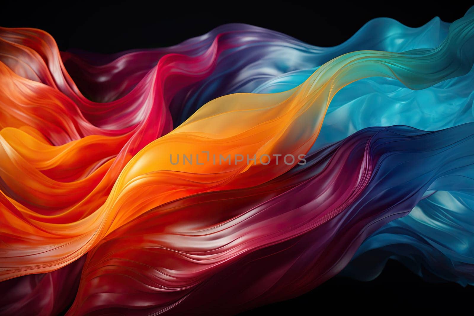 Abstract background with bright colored gradient wavy lines.