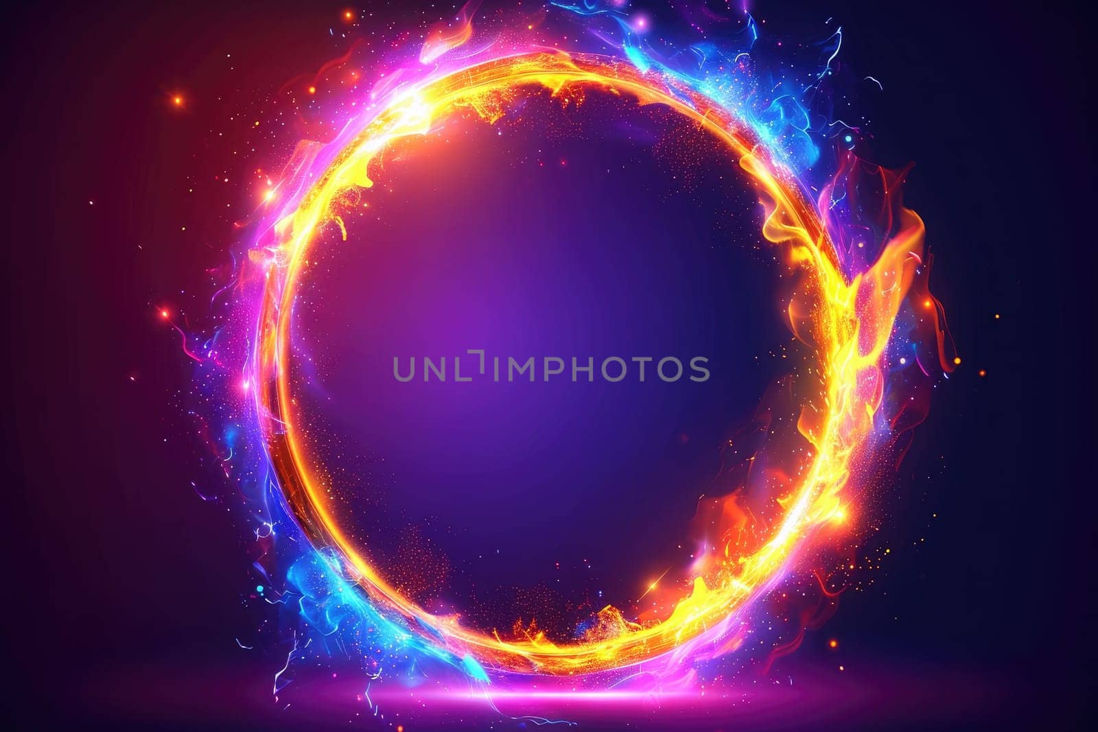 Abstract background circle fire frame. Generative AI.