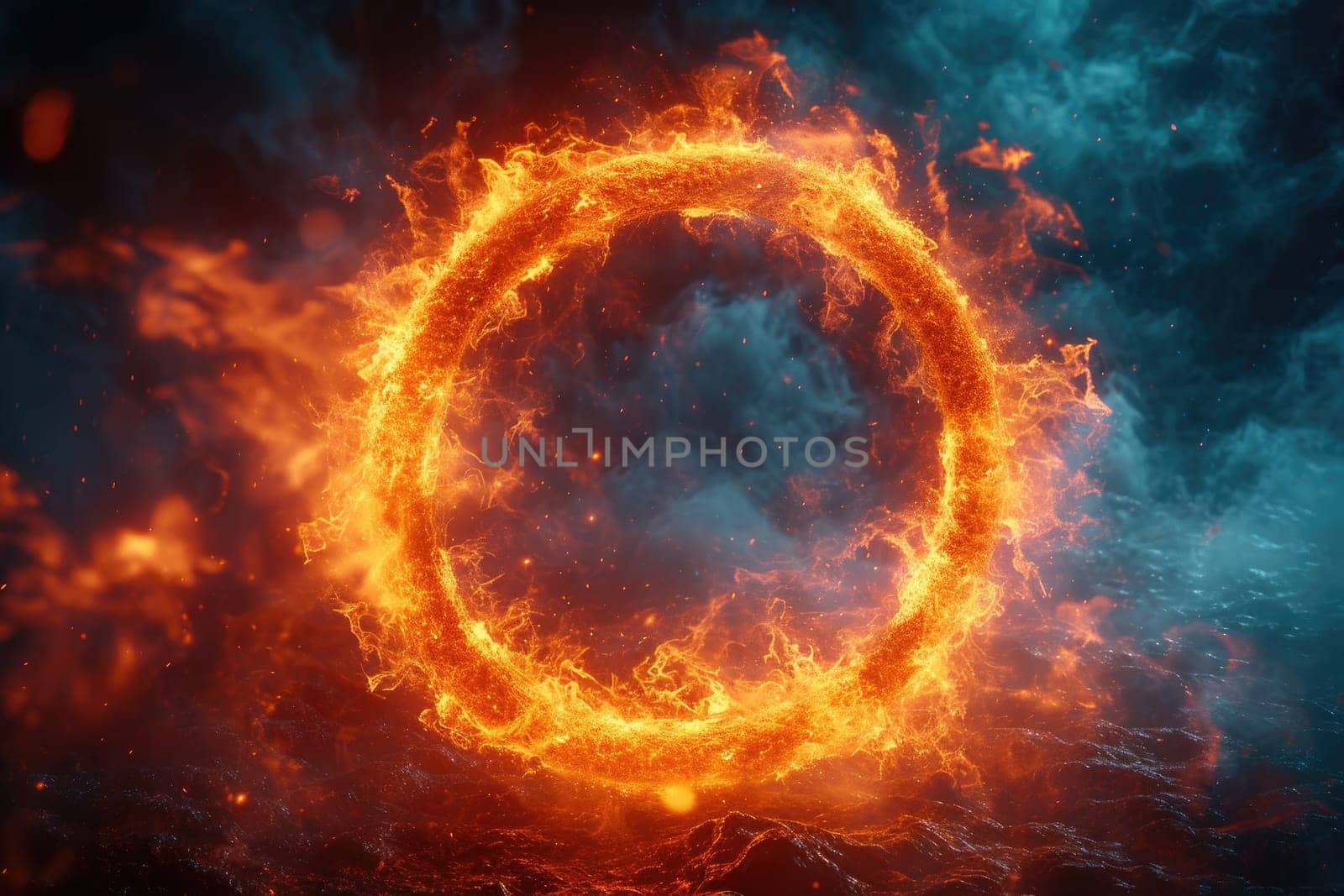 Abstract background circle fire frame. Generative AI.