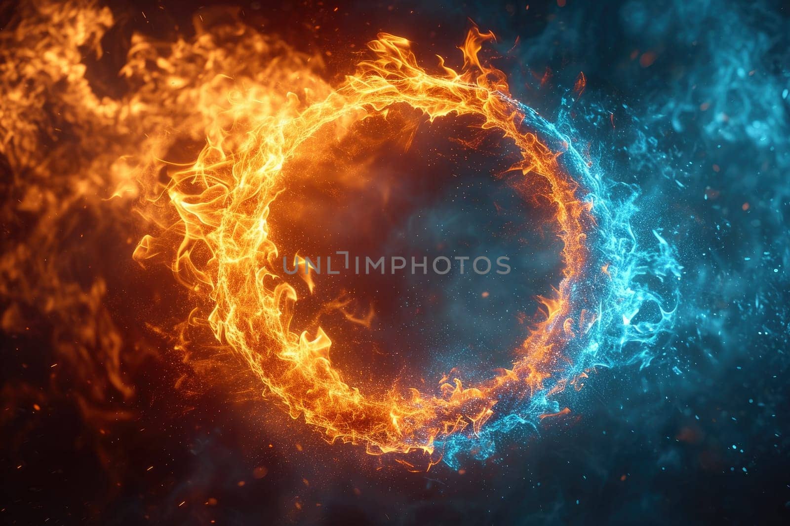 Abstract background circle fire frame. Generative AI.