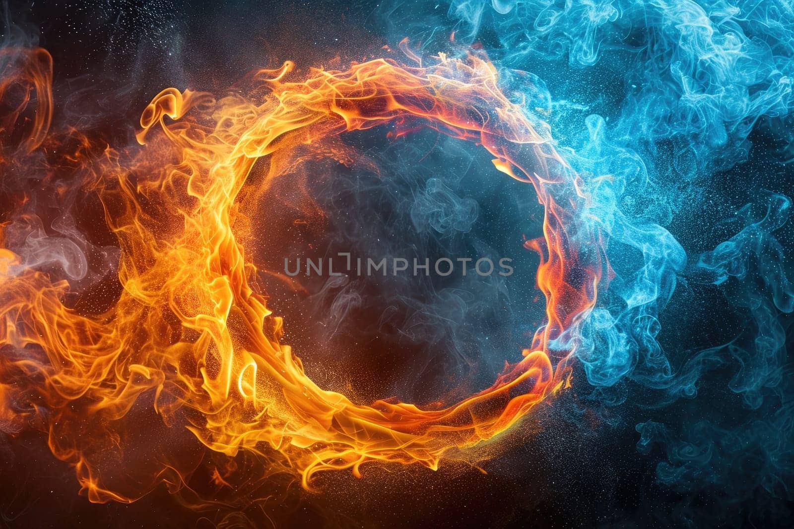 Abstract background circle fire frame. Generative AI.
