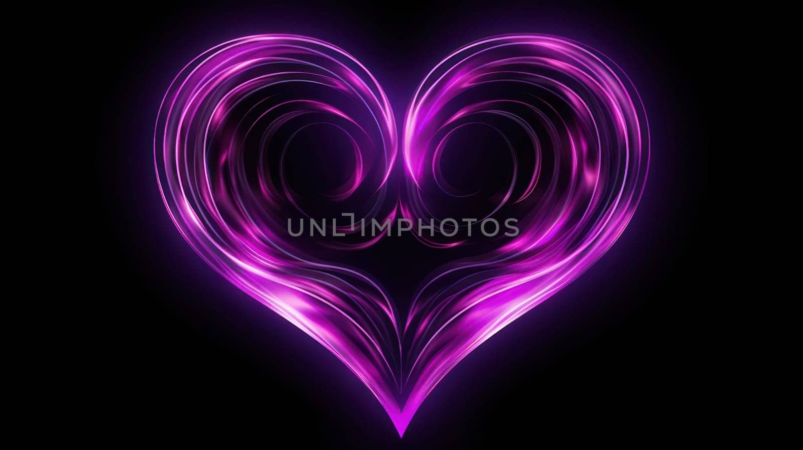 Glowing Love: Abstract Neon Heart on Bright Romantic Background