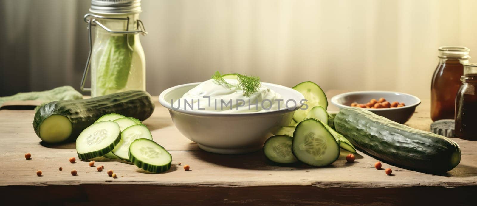 Refreshing Spa Facial: Creamy Cucumber Vegetable Beauty Treatment on Wooden Table