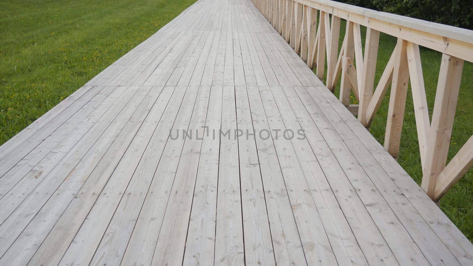 Outdoor wooden walkway in Russia. Video in motion. by DovidPro