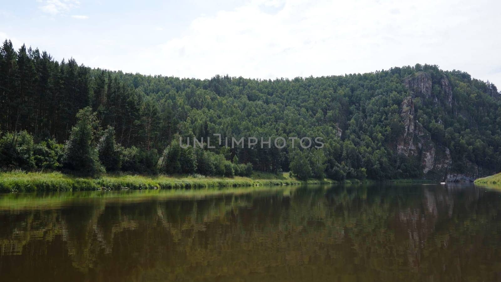 South Ural mountains with a river. The nature of the South Urals in Russia. by DovidPro