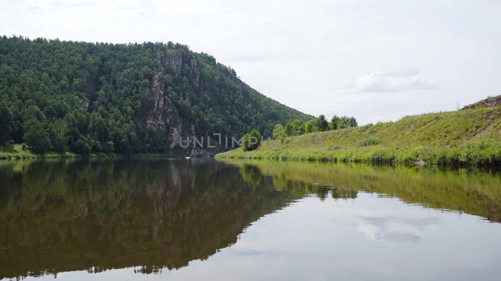 South Ural mountains with a river. The nature of the South Urals in Russia. by DovidPro