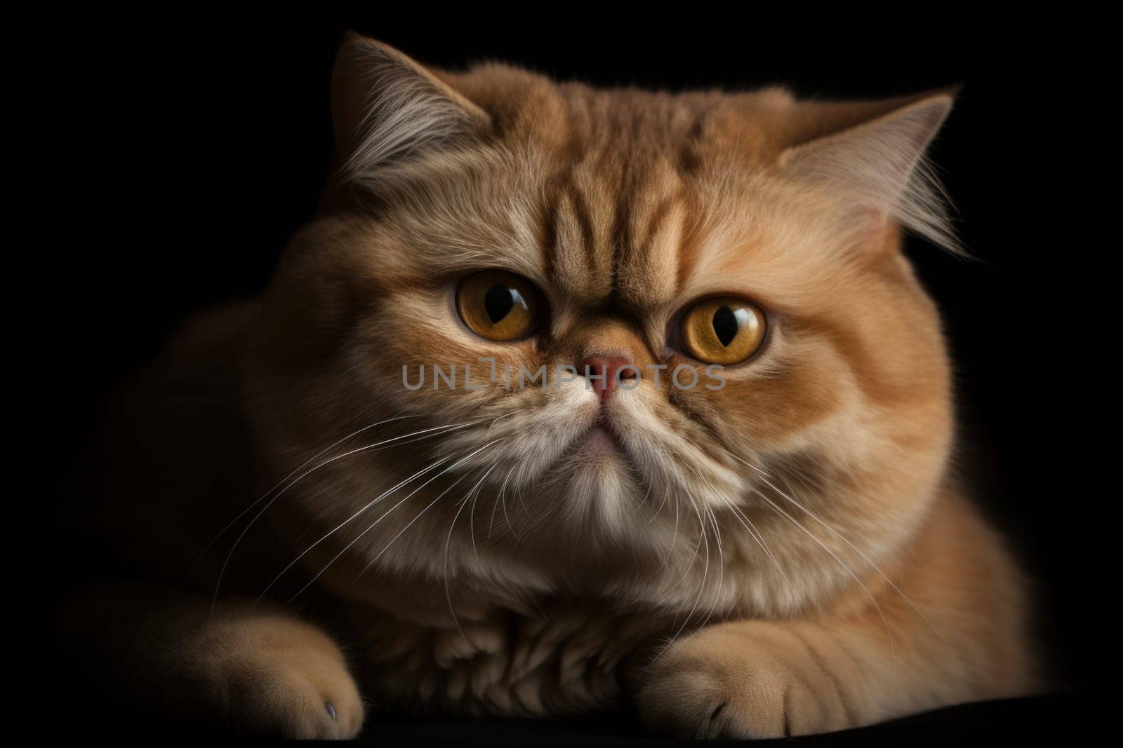 Portrait of a cute cat looking away. Exotic Shorthair cat breed.