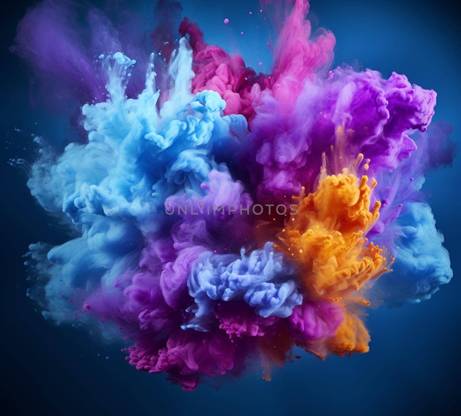 abstract multicolored powder splatted on white background, Freeze motion of color powder exploding. 3d. High quality photo