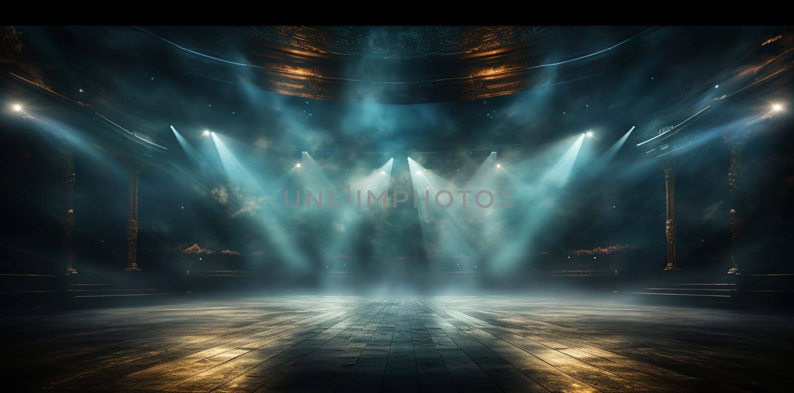 Texture dark concrete floor with mist or fog. 3D rendering. High quality photo