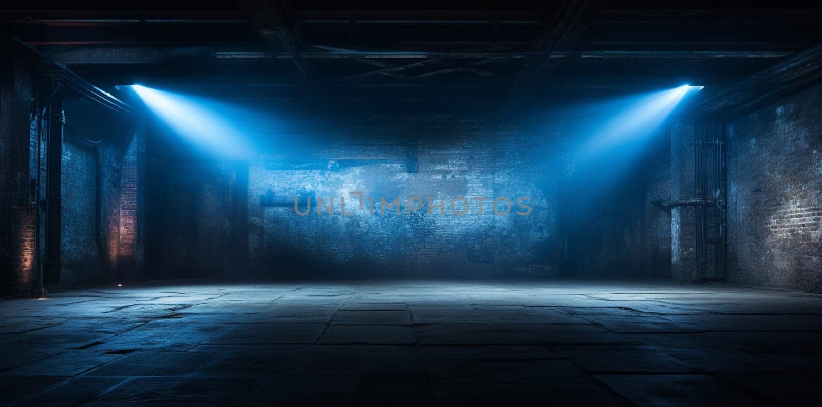 Texture dark concrete floor with mist or fog. 3D rendering. High quality photo