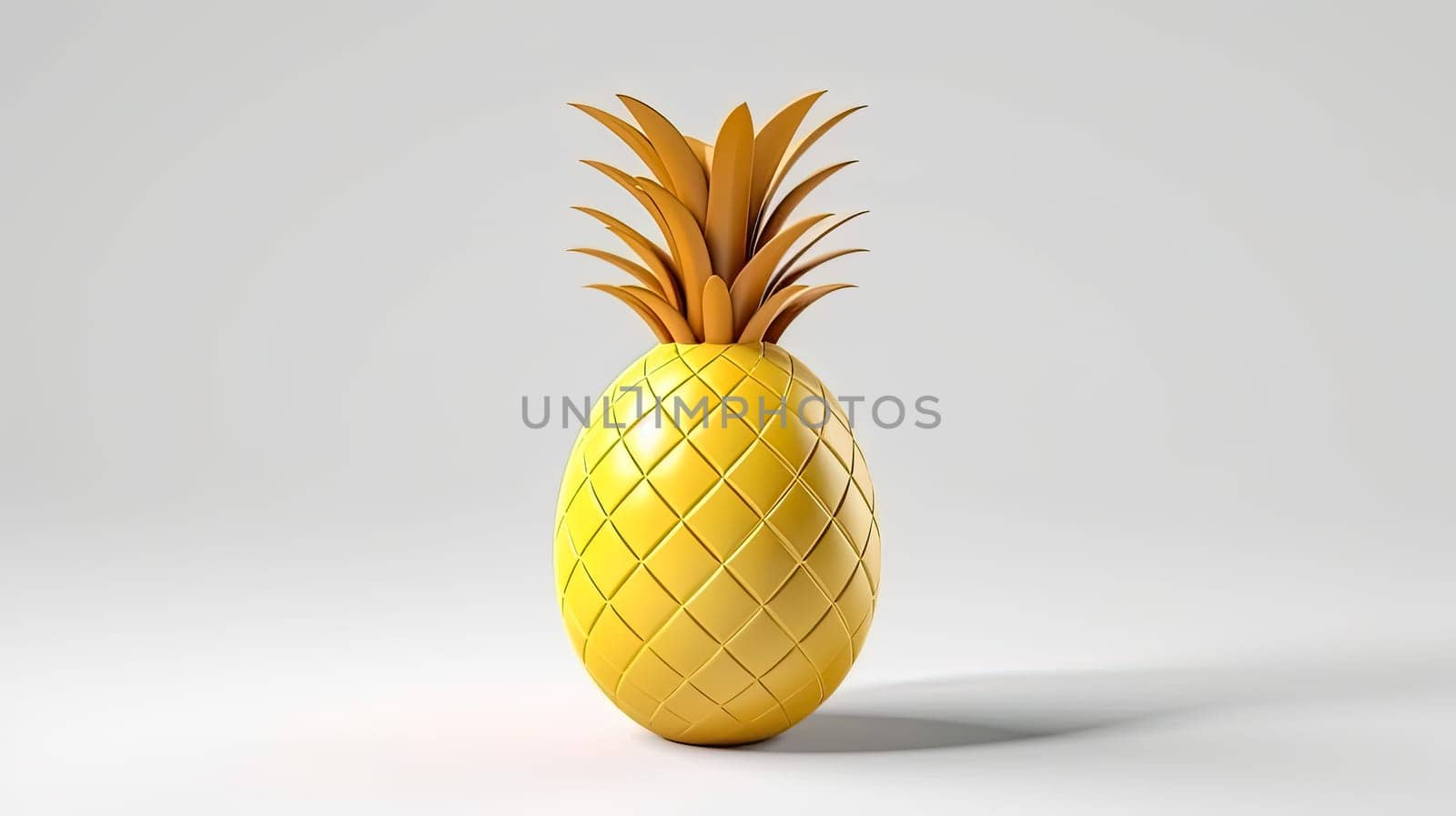 Luscious 3D rendering of a fresh, ripe pineapple in clay style, embodying the essence of tropical goodness. Vibrant and enticing on a clean white backdrop.