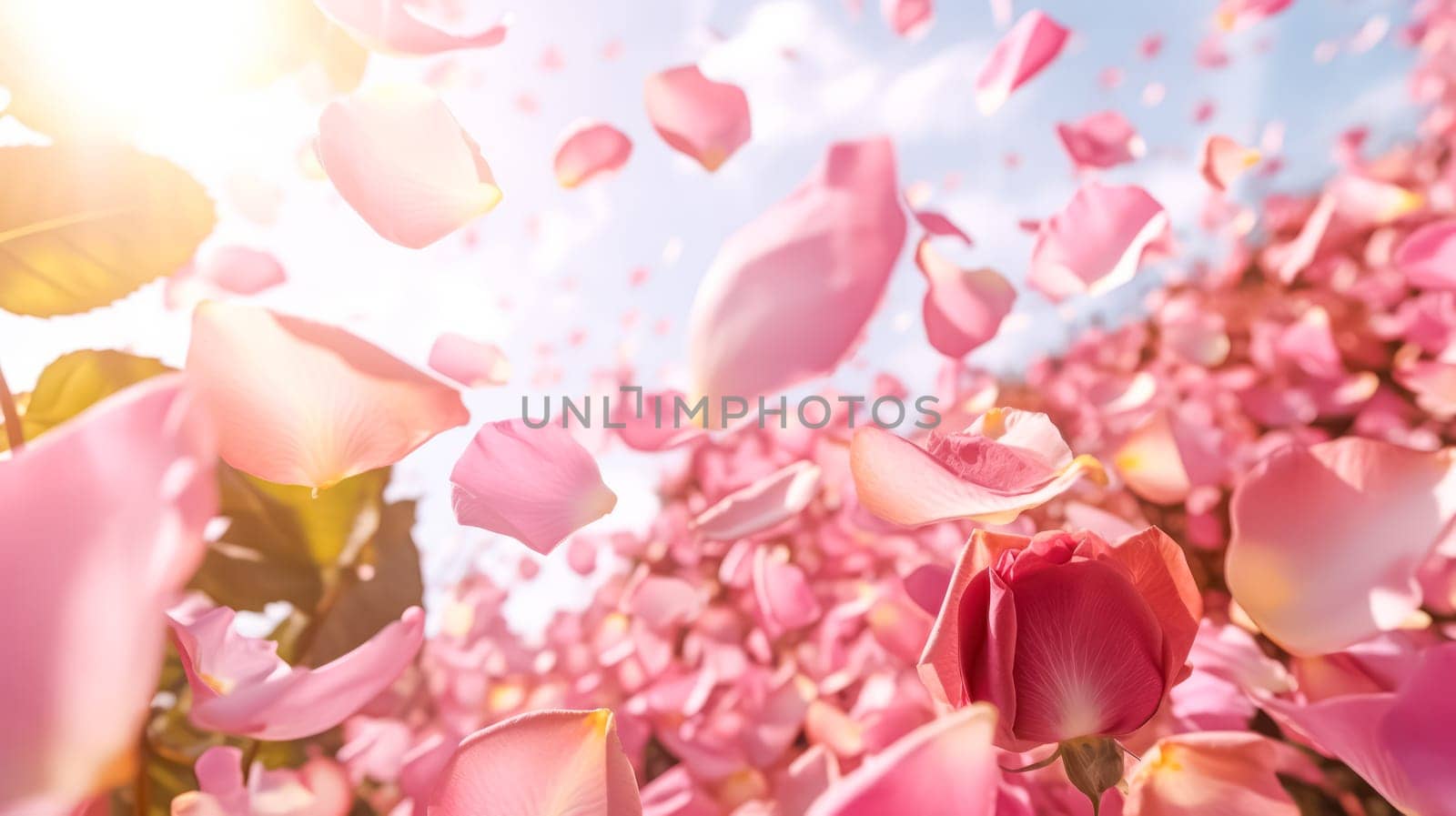 flying sakura petals create a delicate dance against a blurred lights background by Alla_Morozova93