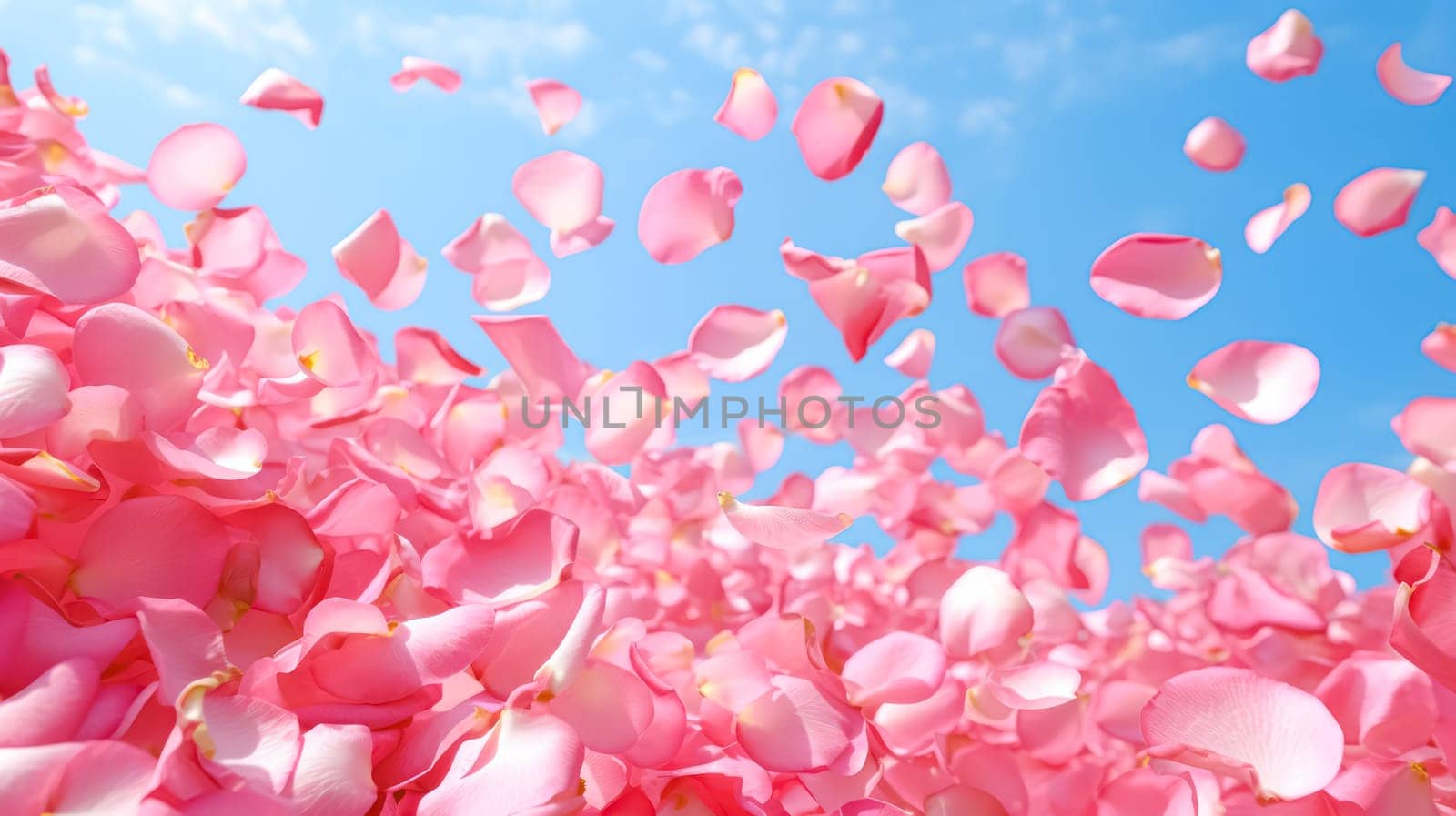 flying sakura petals create a delicate dance against a blurred lights background by Alla_Morozova93