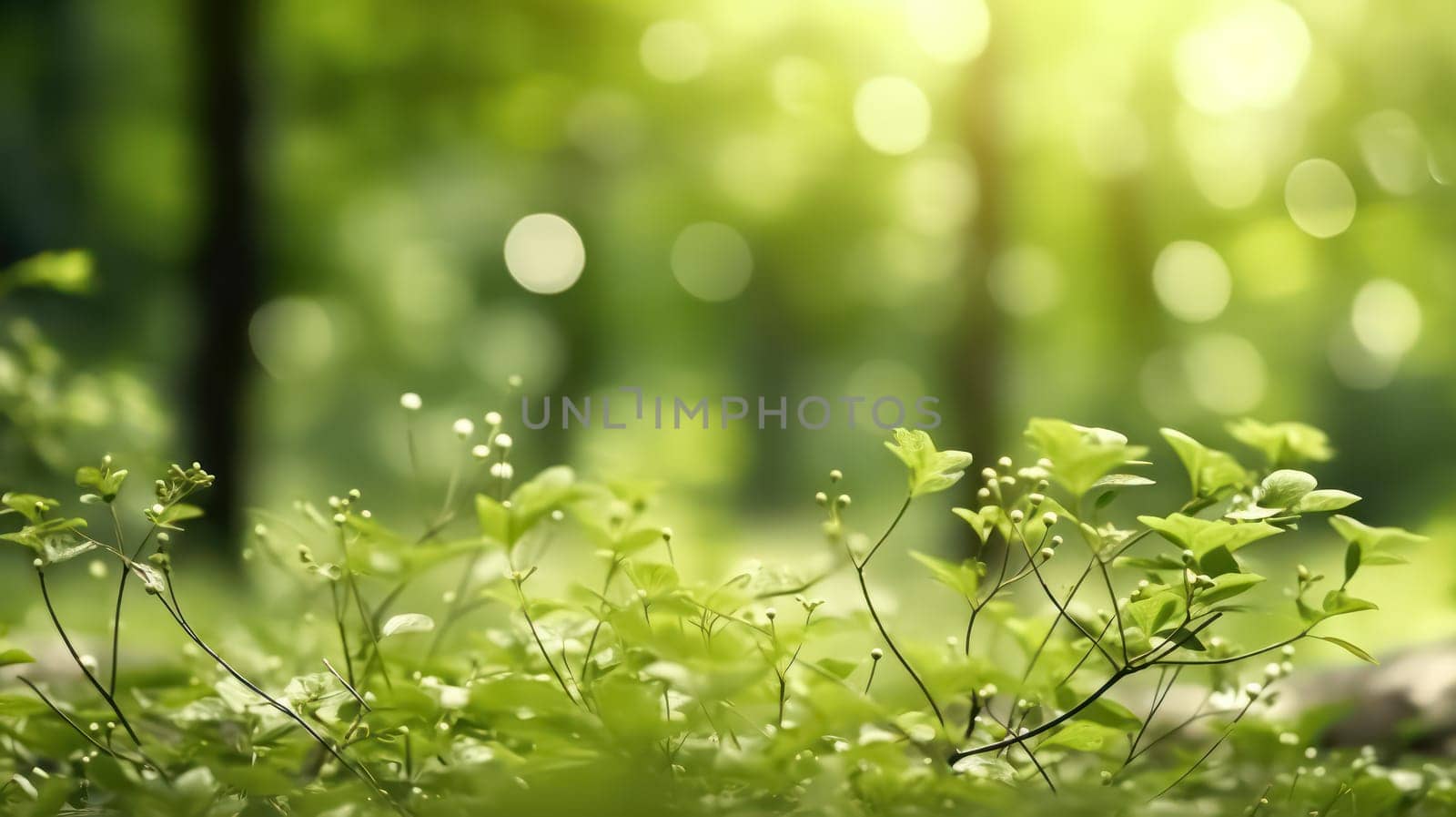 Lush green beech tree leaves thrive in the forest on a sunny day, presenting a serene image against a softly blurred natural background.