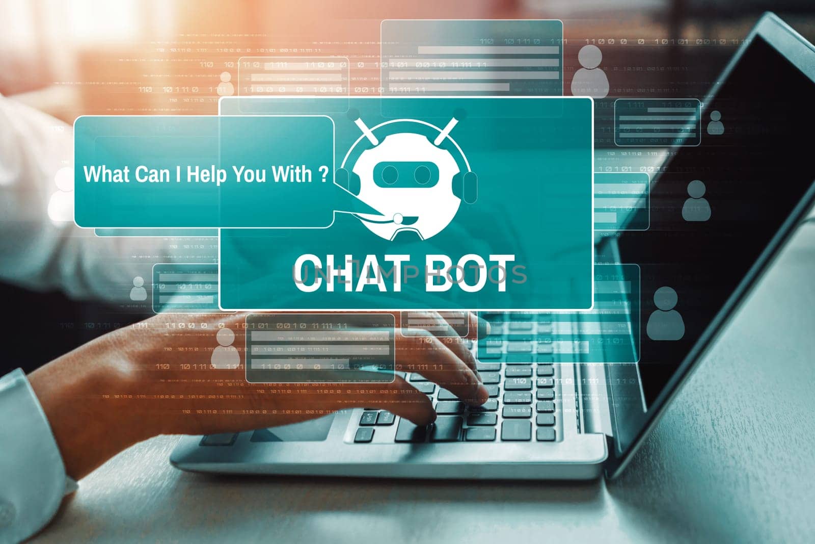 AI Chatbot smart digital customer service application concept. uds by biancoblue