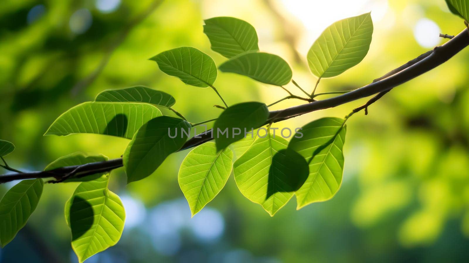 The vibrant green leaves in the summer garden create a natural backdrop, ideal for spring themed backgrounds, cover pages, and ecological or greenery wallpaper designs.