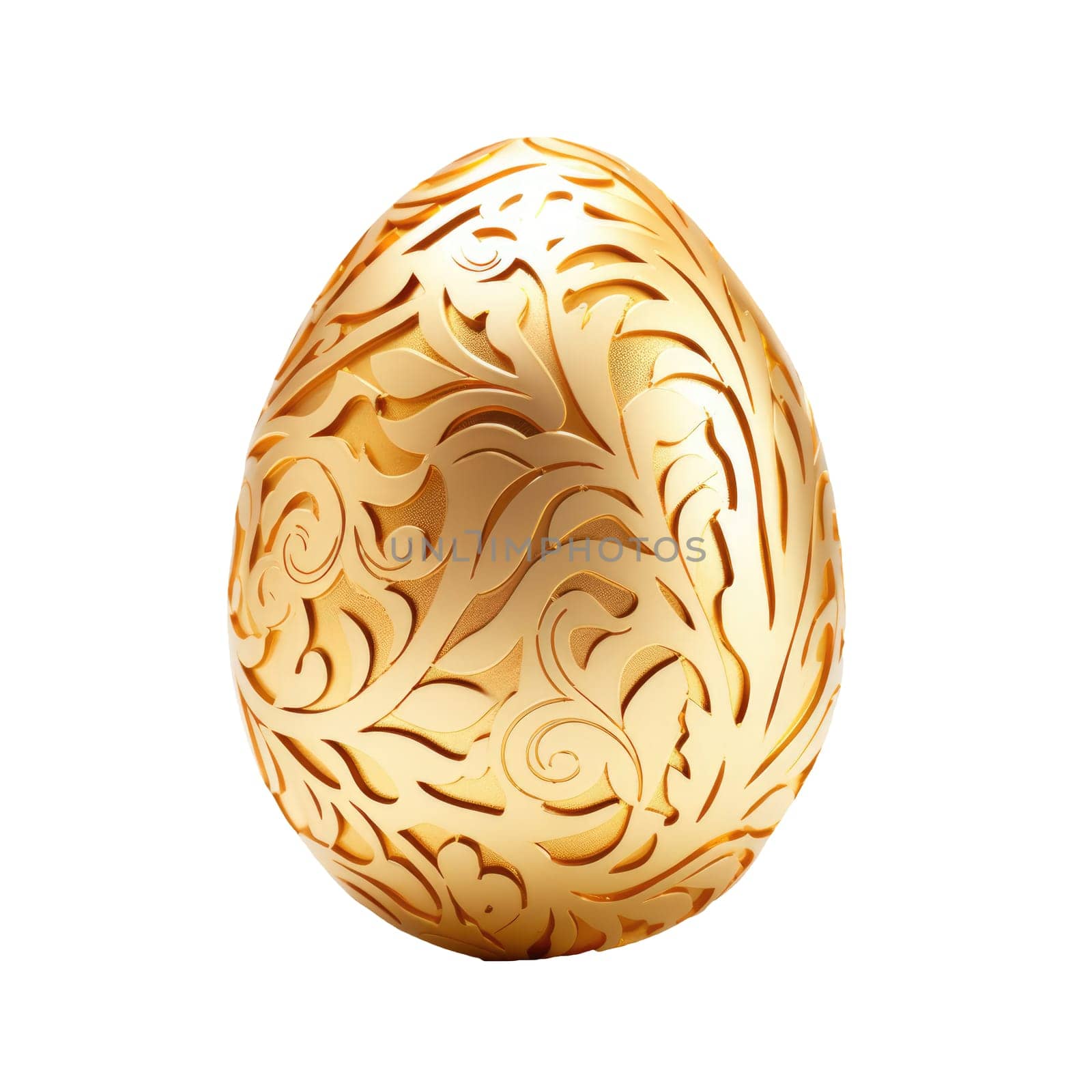 Golden easter egg isolated on a white background. by natali_brill