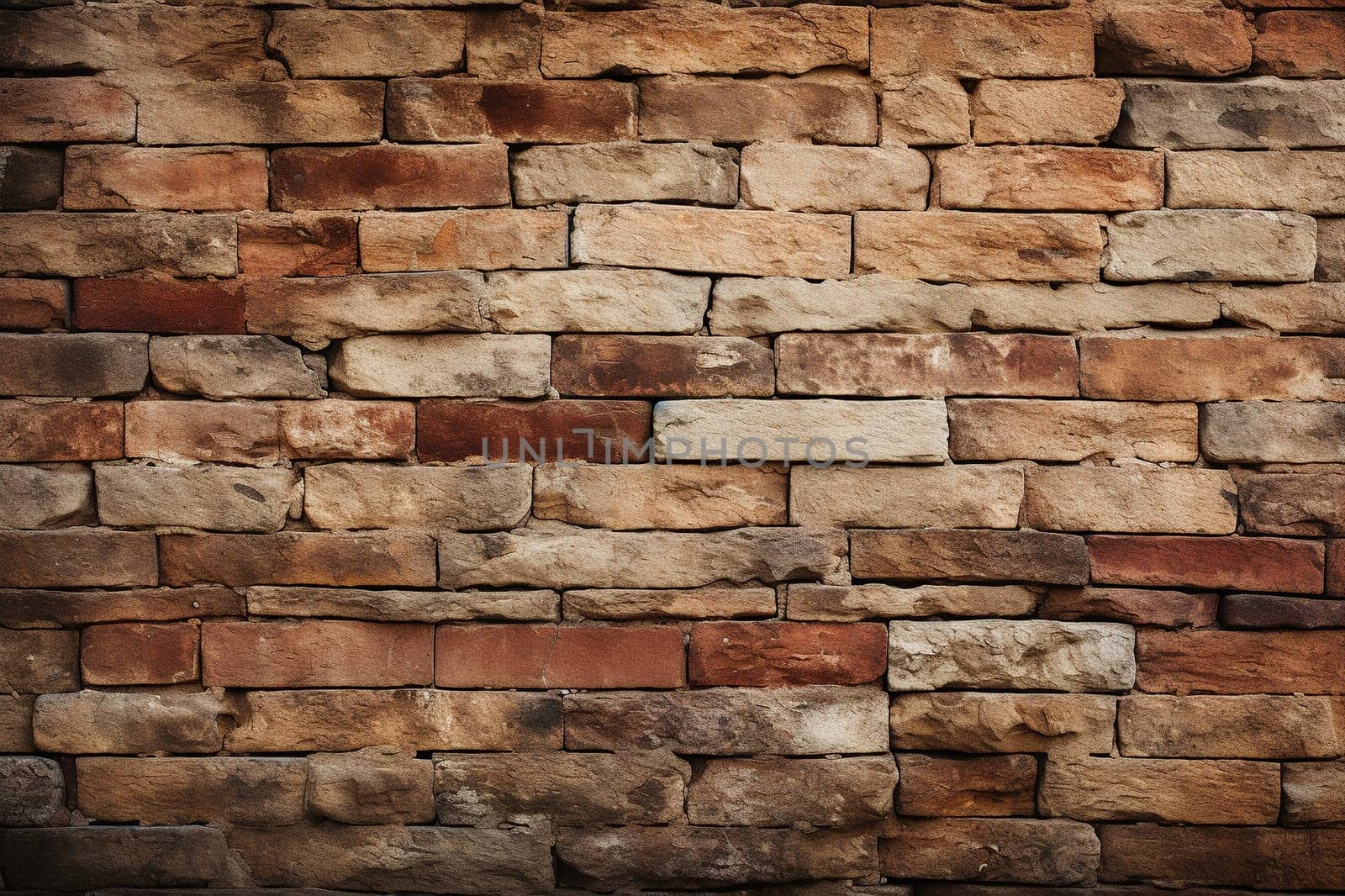 Background with a pattern of an old red brick wall. Generated by artificial intelligence by Vovmar